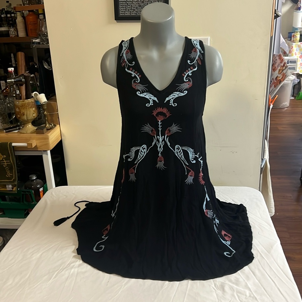 Free People Intimately Adelaide Black, Floral Slip Dress in Size XS